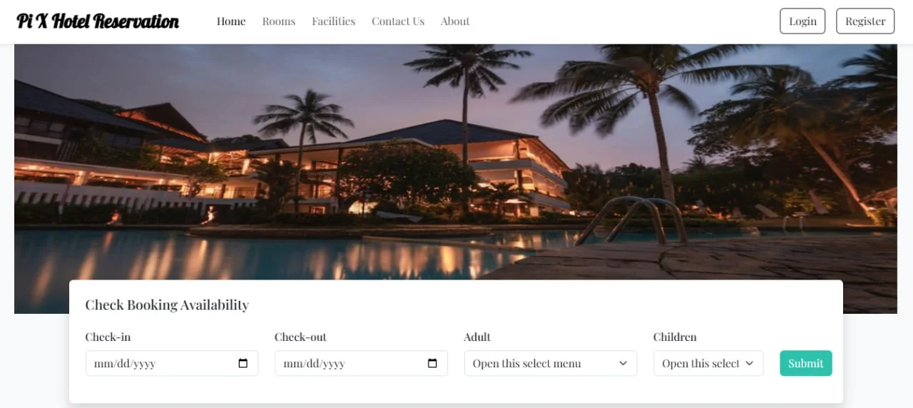 Pi X Hotel Reservation Website